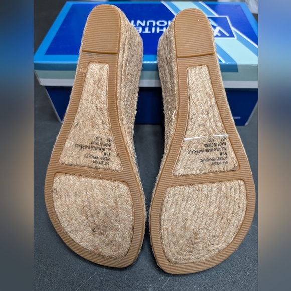 White Mountain Clear Beach Wedge Thong Sandals Silver Rhinestone Embellished 9.5 - Picture 4 of 9